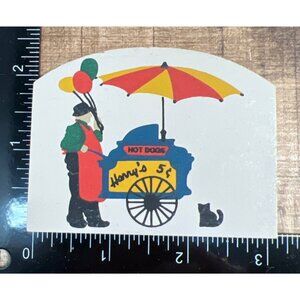 Cat's Meow Vintage Henrys Hot Dog With Vendor & Cart Design